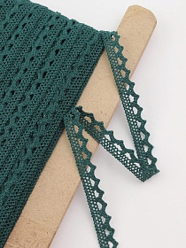 Кружево цв.зеленая морская волна, ш.10мм, хлопок-90%, п/э-10%, рис.075/33