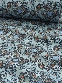 Импорт. хлопок "Витые цветочные узоры" цв.черный, ш.1.5м, хлопок-100%, 105гр/м.кв