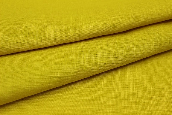 Лен костюмный с эффектом мятости цв.Темный желто-лимонный, ш.1.45м, лен-100%, 190гр/м.кв