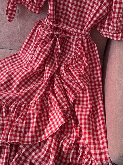 Платье из вареного хлопка в красно-бордовом цвете