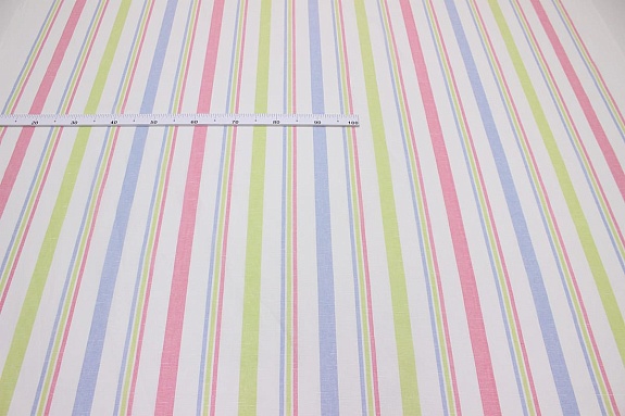 Полулен пестротканый "Полоски" цв.розовый/салатовый/голубой, ш.1.8м, лен-30%, хлопок-70%, 125гр/м.кв
