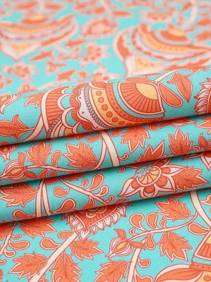 Перкаль Премиум (Digital) "Цветы на бирюзовом фоне-2", ш.1.5м, хлопок-100%, 120гр/м.кв