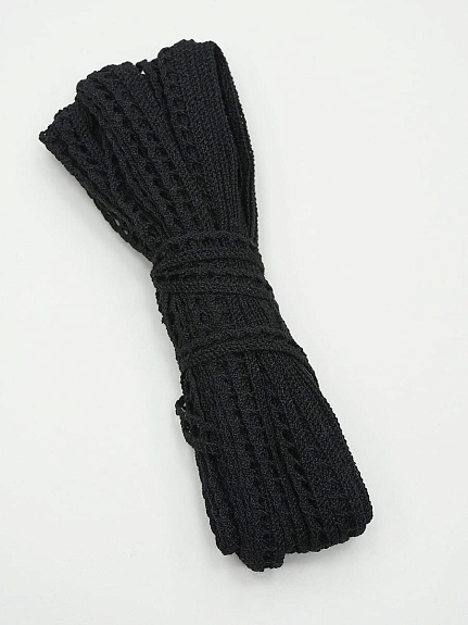 Кружево цв.черный, ш.08мм, хлопок-90%, п/э-10%, 10м