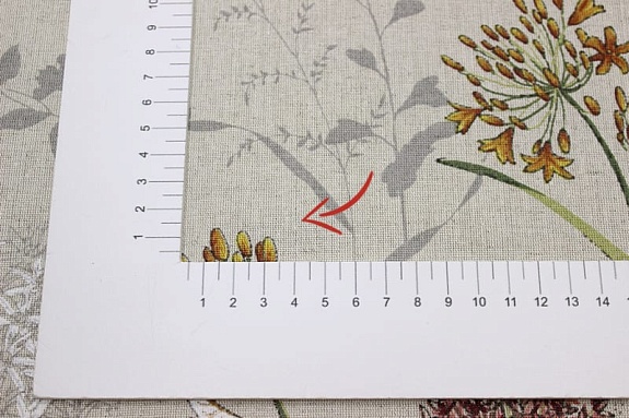 Полулен "Черемша - горчичные цветы" (на суровом), СОРТ2, ш.1.5м, лен-30%, хлопок-70%, 140гр/м.кв