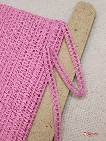 Кружево цв.розовый, ш.08мм, хлопок-90%, п/э-10%