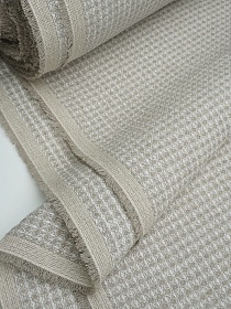 Льняной жаккард "Мелкий ромбик" цв.натуральный, ш.2.85м, лен-100%, 300гр/м.кв