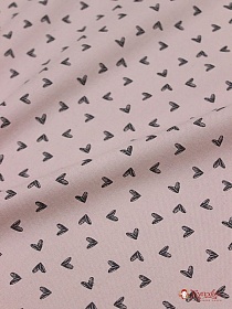 Плательный хлопок "Сердечки" цв.бледный серо-лиловый ш.1.48м, хлопок-100%, 115гр/м.кв