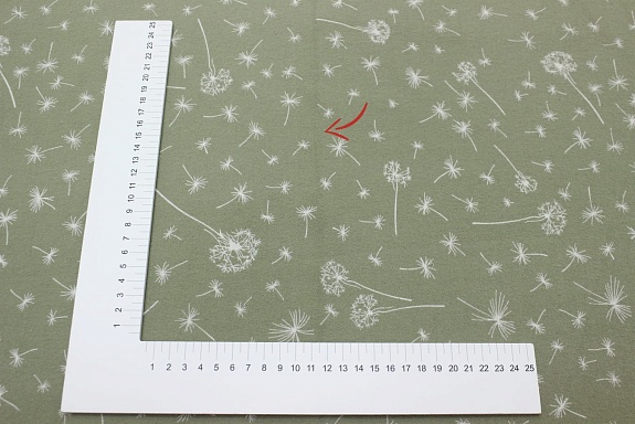 Теплый хлопок "Одуванчиковый ветер на св.оливково-сером", СОРТ2,  ш.1.45м, хлопок-100%, 150гр/м.кв