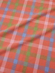 Вареный (стираный) хлопок "Цветная клетка на т.лососевом", ш.2.5м, хл-100%, 115гр/м.кв