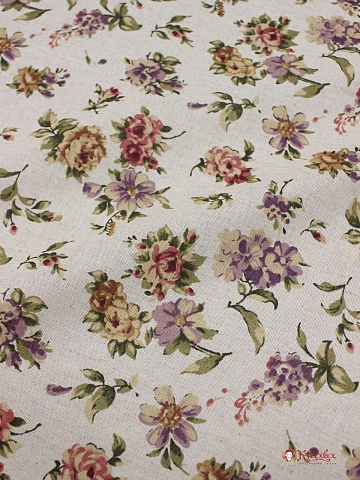 Полулен "Вальс цветов" (на суровом), ш.1.5м, лен-30%, хлопок-70%, 140гр/м.кв