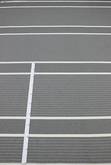 Вареный (стираный) хлопок "Полосы (цв.молочный) на т.сером меланже", ш.2.5м, хл-100%, 115гр/м.кв