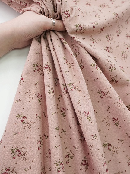 Теплый хлопок "Нежные бутончики" цв.темно-бежевый, ш.1.5м, хлопок-100%, 150гр/м.кв