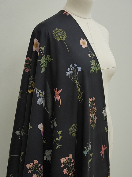 Батист "Полевое соло" цв.черный, ш.1.45м, хлопок-100%, 85гр/м.кв