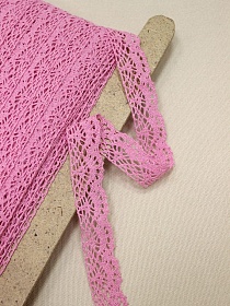 Кружево цв.розовый насыщенный, ш.25мм, хлопок-90%, п/э-10%, рис.044/13