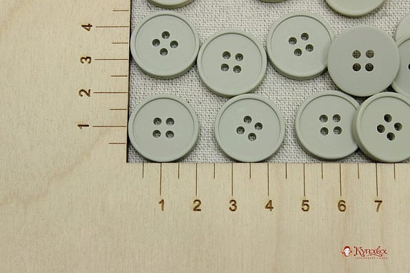 Пуговица пластмасса, цв.светлый серо-оливковый, 20мм, 4 отверстия