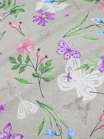 Рогожка "Бабочки в цветах", ш.1.5м, хлопок-100%, 170гр/м.кв
