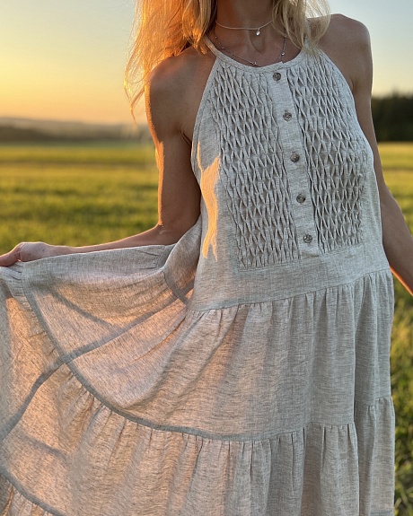 Льняной сарафан с буфами по видео-урокам Ларисы Паюсовой 