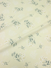 Сатин "Веточки ромашки" цв.шампань, ш.2.35м, хлопок-100%, 110гр/м.кв
