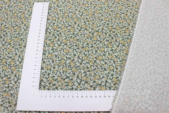 Вискоза с хлопком "Дарина (желтые цветочки)", ш.1.49м, хлопок-50%, вискоза-50%, 90гр/м.кв