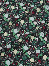 Плательная вискоза Digital "Цветочные фонарики" цв.черный, ш.1.5м, вискоза-100%, 175гр/м.кв
