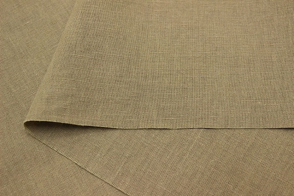 Полулен костюмный с эффектом мятости цв.Песочный с оливковым оттенком, ш.1.45м, лен-52%, хл-48%