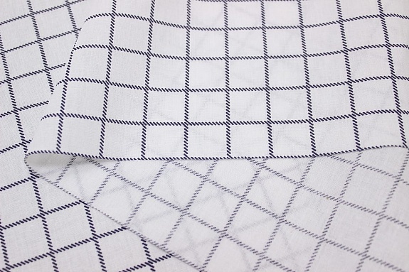 Перкаль "Темная клеточка на белом", ш.2.2м, хлопок-100%, 110гр/м.кв