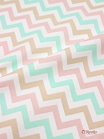 Рогожка Премиум "Зигзаги" цв.бежевый/мятный/пыльная роза, ш.1.5м, хлопок-100%, 200гр/м.кв В ОТРЕЗАХ