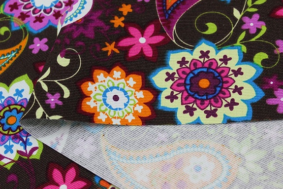 Интерьерный хлопок "Цветочный пейсли" цв.горький шоколад, ш.1.5м, хлопок-100%, 250гр/м.кв