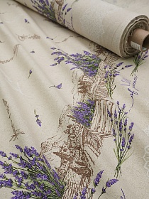 Полулен поэма "Любовь к провансу - корзинка" (на суровом), (комп), ш.1.5м, лен-30%, хлопок-70%, 155гр/м.кв