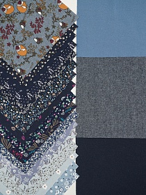 Набор тканей для рукоделия "Теплый хлопок: Чернильно-синяя гамма", 20*20 см, 20 шт