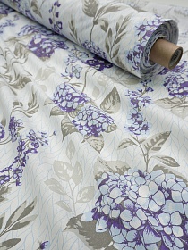 Полулен "Лирика гортензий", ш.1.5м, лен-30%, хл-70%, 135гр/м.кв