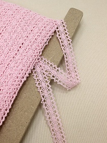 Кружево цв.нежно-розовый, ш.19мм, хлопок-90%, п/э-10%#018578