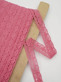 Кружево хлопок-90%, п/э-10%, 25мм, цв.розовый коралл