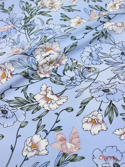 Штапель Премиум "Летний перезвон" цв.голубые сумерки, ш.1.44м, вискоза-100%, 100гр/м.кв