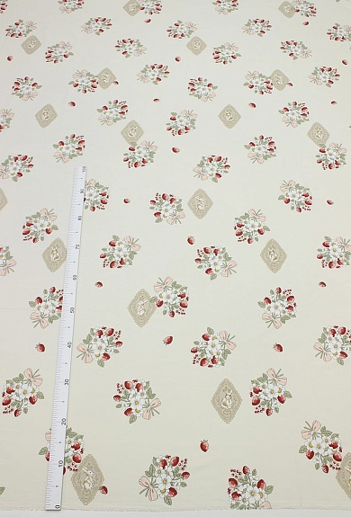 Сатин "Лесной букетик" цв.светлый персик, СОРТ2, ш.2.35м, хлопок-100%, 110гр/м.кв