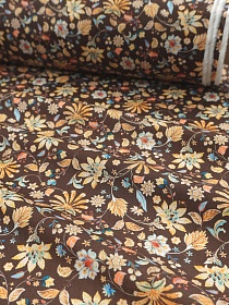 Импорт. хлопок "Чудоцветье" цв.коричневый, ш.1.45м, хлопок-100%, 100гр/м.кв