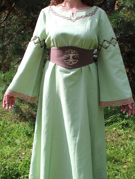 Платье из хлопкольна в цвете фисташковое мороженое