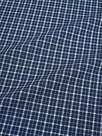Вареный (стираный) хлопок "Белая клетка на темно-синем", ш.2.5м, хлопок-100%, 115гр/м.кв