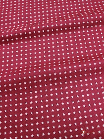 Сатин "Маленькие белые звездочки на бордово-малиновом", ш.1.61м, хлопок-100%, 110гр/м.кв