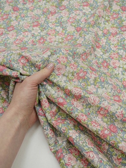 Сатин "Нежные соцветия" цв.серый , ш.2.35м, хлопок-100%, 105гр/м.кв