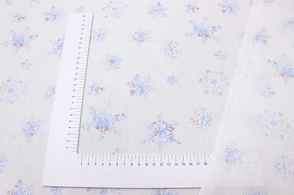Перкаль "Накануне Рождества - снежинки", (комп), ш.2.2м, хлопок-100%, 110гр/м.кв