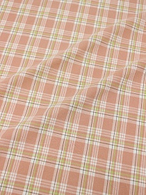 Вареный (стираный) хлопок "Клетка цв.пыльный розово-персиковый/белый", ш.2.5м, хл-100%, 115гр/м.кв