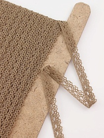 Кружево цв.песочно-коричневый, ш.12мм, хлопок-90%, п/э-10%, рис.071/9