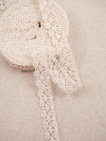 Кружево цв.ванильный, ш.20мм, хлопок-100%, 10м, рис.015/2