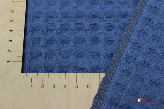 Вафельное премиум-полотно "Бохо" цв.винтажно-синий-2, ш.1.72м, хлопок-100%, 240гр/м.кв