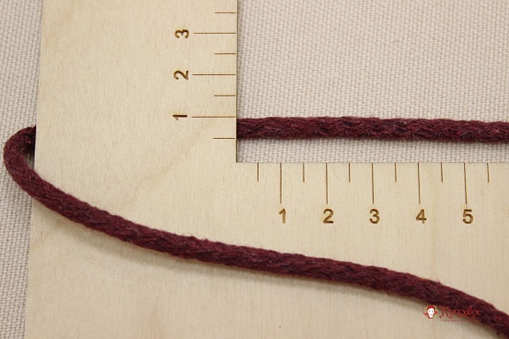 Шнур цв.вишневый, ш.5мм, хлопок-100%