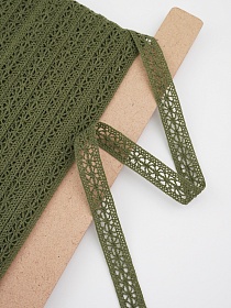 Кружево цв.темный хаки, ш.15мм, хлопок-90%, п/э-10%, рис.099/32