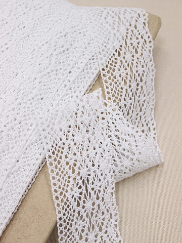 Кружево цв.белый, ш.60мм, хлопок-90%, п/э-10%, рис.182/1