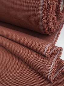 Муслин двухслойный пестротканый "Микроклетка" цв.бежевый/бордовый, ш.2.5м, хлопок-100%, 115гр/м.кв