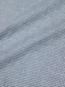 Лен сорочечный "Мелкая белая клетка на серо-синей дымке", ш.1.5м, лен-100%, 130гр/м.кв